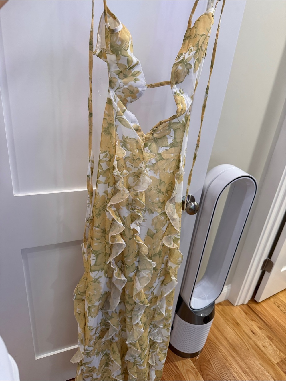 Yellow Floral Ruffle Maxi Dress